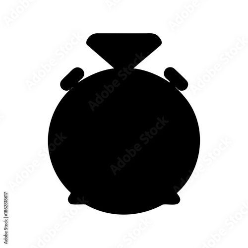 Single color silhouette of an alarm clock with retro style design