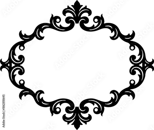 Elegant vintage ornate oval frame decorative element vector