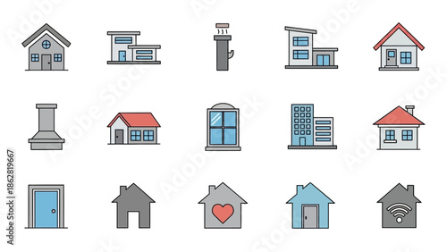 Collection of various house icons.