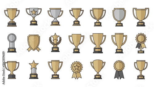 Collection of various trophy icons.