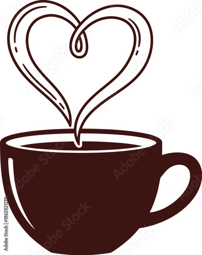 Romantic coffee break with love in every sip, a warm heart in a coffee cup
