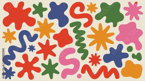 Colorful Playful Puzzle Pieces in Vibrant Shapes and Colors