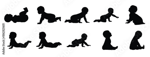 baby silhouette vector set