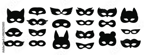 black carnaval silhouette mask set on white