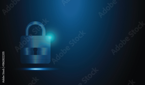 Futuristic Digital Padlock Cyber Security Technology Background. Technology Encryption Lock Cyber Protection Illustration