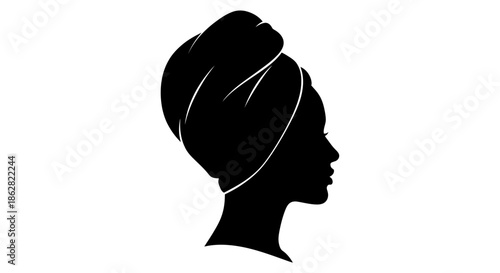 Elegant silhouette of woman with headwrap showcasing beauty and cultural heritage