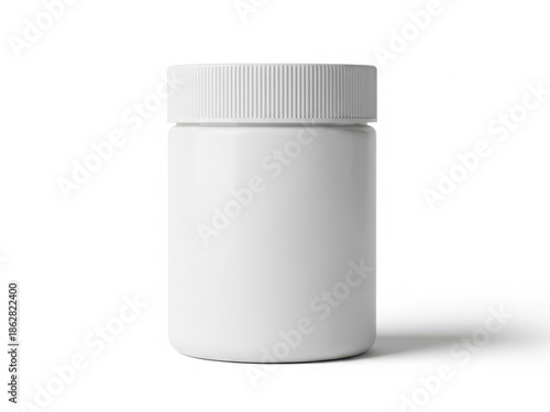 Empty white plastic container with lid