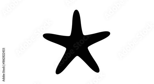Elegant and simple black starfish silhouette isolated on a clean white background
