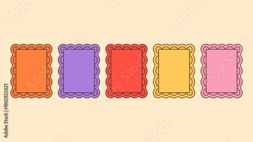 Colorful Scalloped Frames in Vibrant Hues for Design Projects