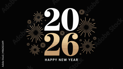 Celebrate 2026 with Sparkling Fireworks Happy New Year Design