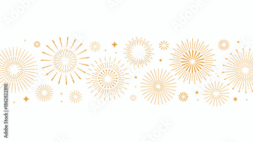 Golden Fireworks Celebration Background Design
