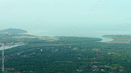 Aerial View of River Mouth and Mangrove Forest Supporting Coastal Resilience