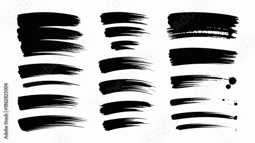 Abstract Black Brush Strokes on White Background