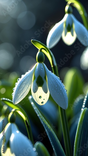 Snowdrop Flower Flowers Mobile Wallpaper Featuring Pure White Blooms, Soft Spring Light, Minimalist Elegance, and a Calm Botanical Mood for Phones