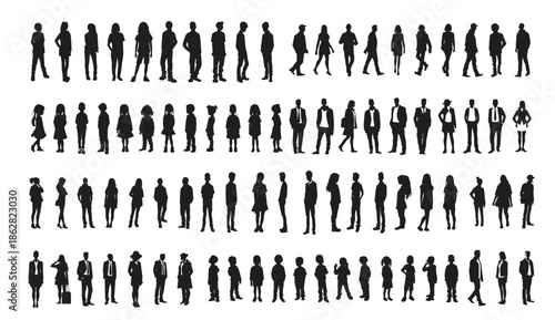 people silhouette set man woman silhouettes crowd of people