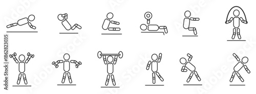 people stickman exercise vector icons 