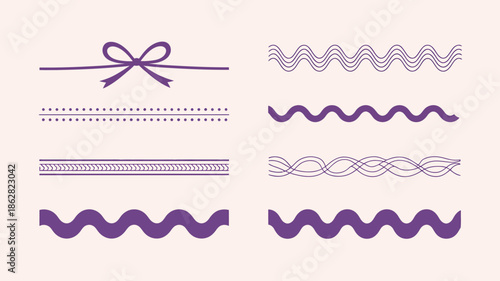 Purple Ribbon and Wavy Line Vector Designs for Crafts