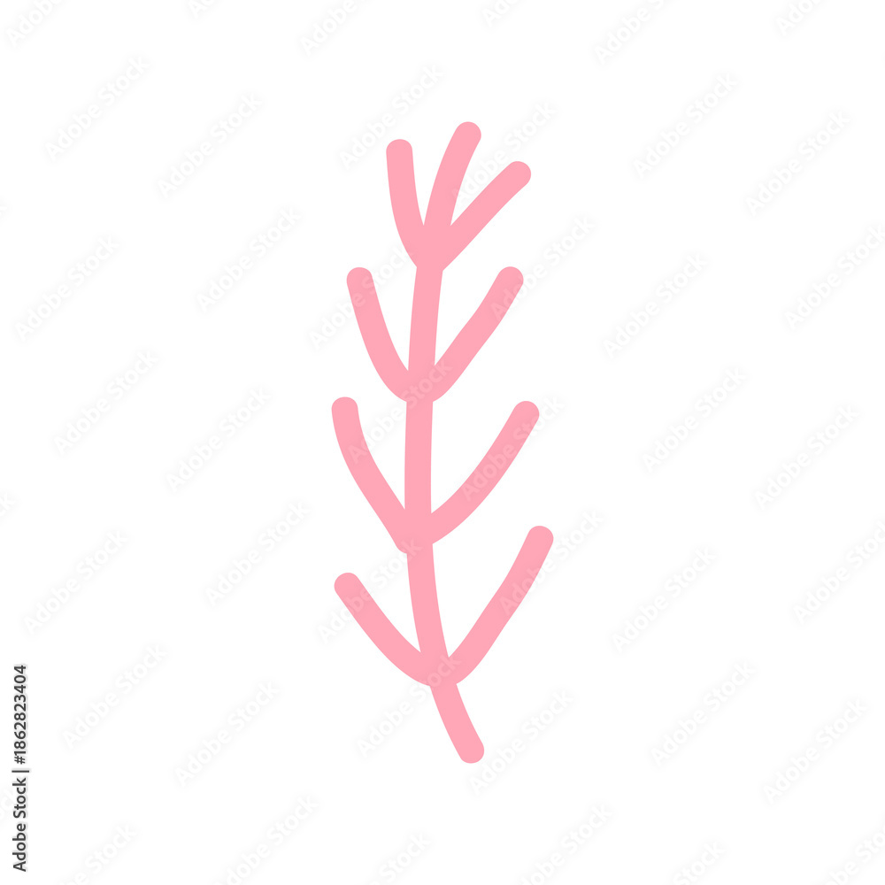Obraz premium Cute pink botanical branch sticker illustration