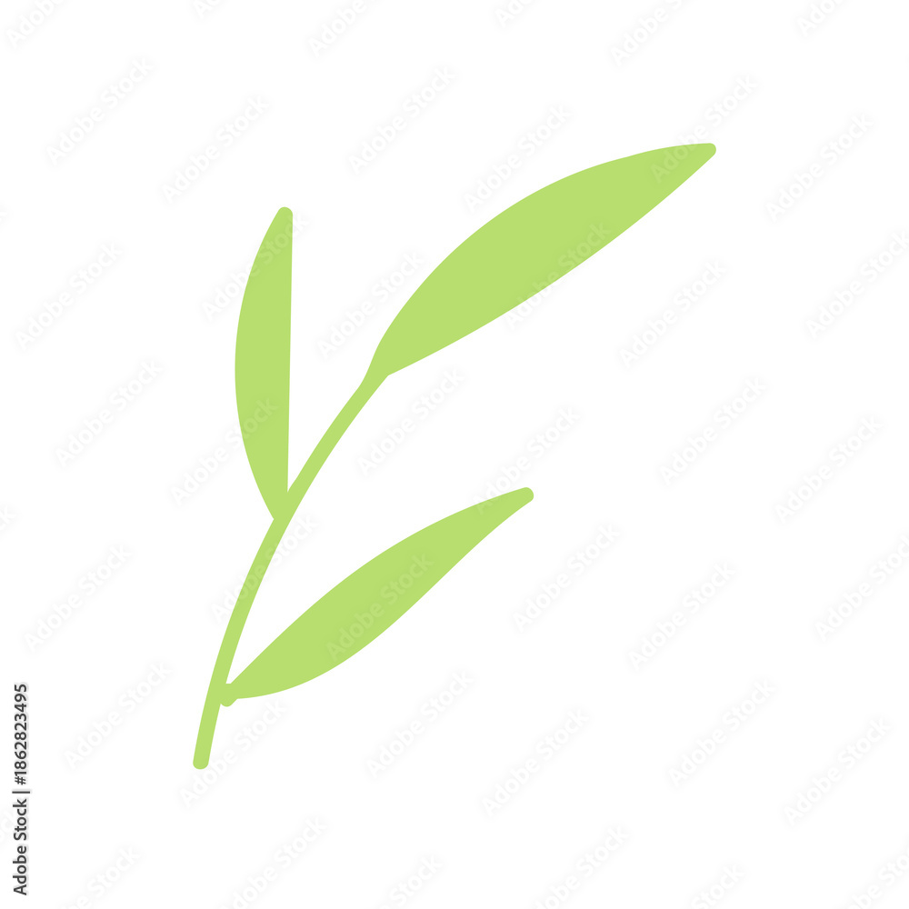 Obraz premium Hand drawn green leaf branch illustration isolated on a transparent background