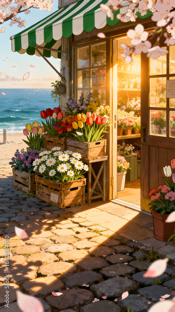 Obraz premium flower shop in the city