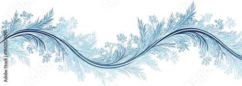 Abstract icy wave pattern with frost and pine needles