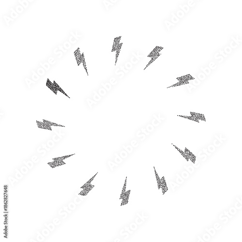 Halftone lightning bolt, lightening energy flash