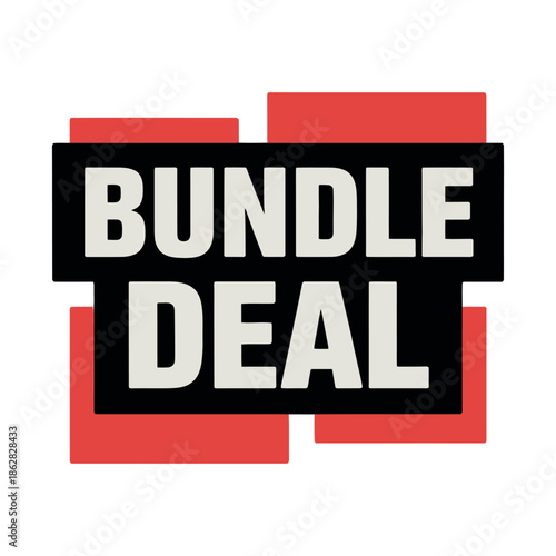 A bold graphic sign announces a bundle deal with stark contrasting colors and simple typography.