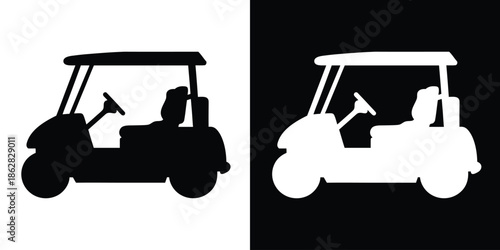 golf cart silhouette vector, Golf car icon