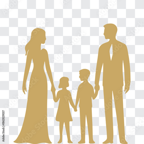 Couture Family Silhouette Holding Hands