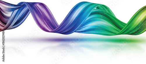 Dynamic gradient ribbon swirling beautifully across a bright white background