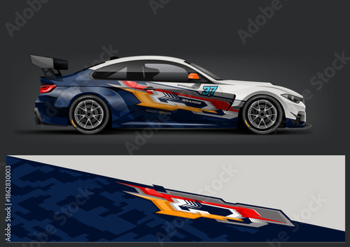 Sporty Racing car wrap livery design vector file with printable file,