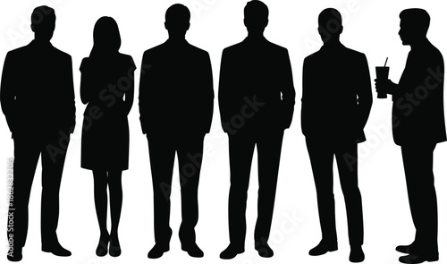 Business, people, silhouettes, standing, teamwork, corporate, professionals, office, staff, colleagues, meeting, group, workforce, leadership, communication, company, success