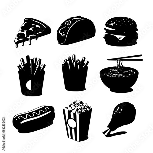 Realistic 3D fast food vector icons collection for menus apps and digital design