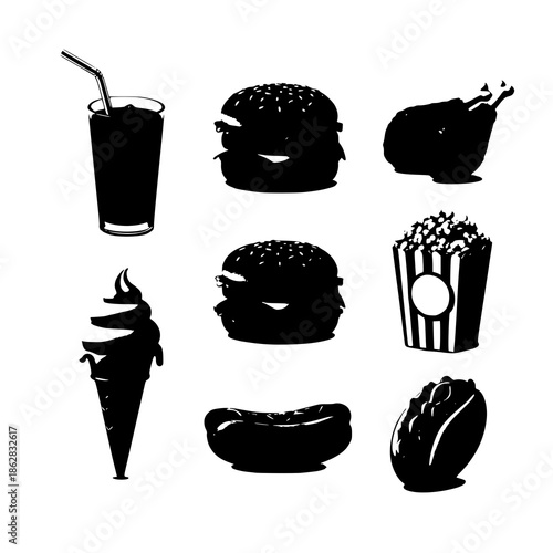 Classic fast food 3D realistic render vector icon pack with drinks snacks and wraps