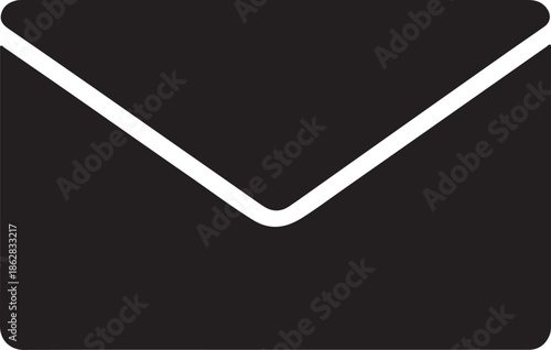 Wallpaper Mural Envelope Icon Solid Black Mail Symbol with White V-Flap on Transparent Background Torontodigital.ca