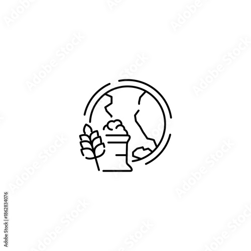 Export rice icon, Trading of wheat Symbol Outline icon Transparent background Editable Stroke