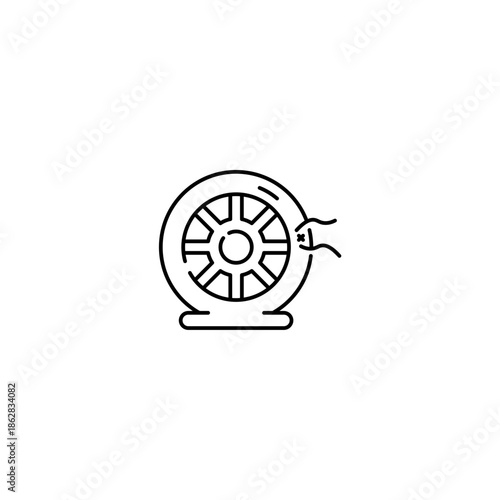 Flat Tire icon, Punctured wheel Symbol Outline icon Transparent background Editable Stroke