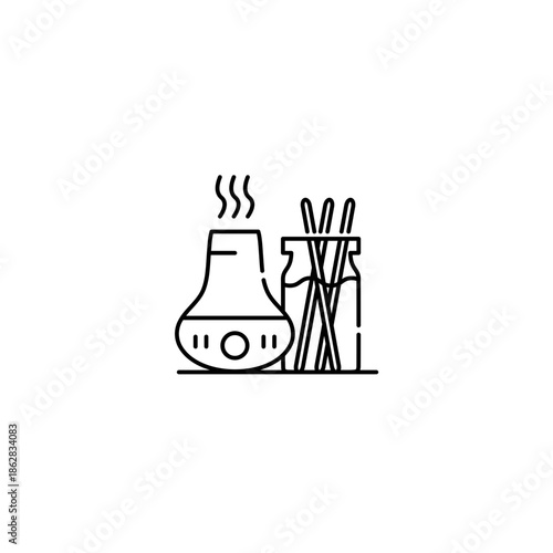 aromatherapy icon, Reed Oil Fragrance Diffuser Symbol Outline icon Transparent background Editable Stroke