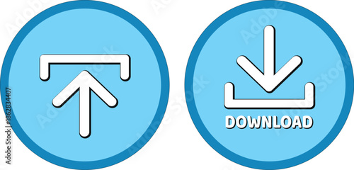download button for internet website use. Download icon on isolated white background with shadow.