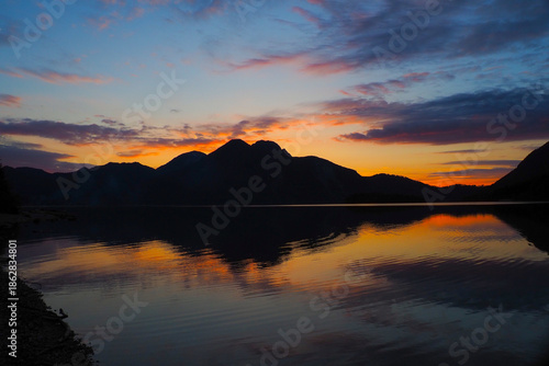 Walchensee, often called the “Caribbean of Bavaria,” known for its striking turquoise water and dramatic alpine setting. Surrounded by steep mountain 