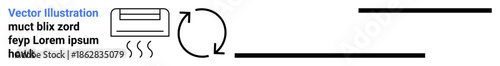 Sustainability, energy conservation, air cooling, green technology, HVAC solutions, airflow systems. ion of an air conditioner with a recycling loop icon. Sustainability and energy conservation