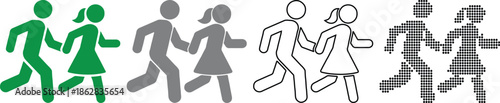 stick figures of people running in different colors and patterns