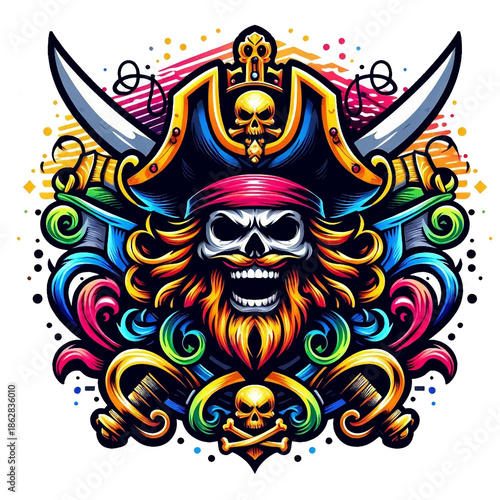 pirate skull with a sword
