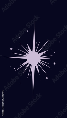 Radiant white star shining brightly in a dark night sky with sparkling smaller stars creating a celestial and cosmic ambiance of wonder and serenity