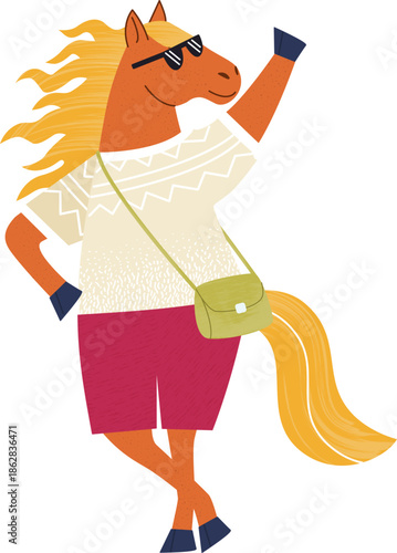 Cool Horse Traveler Character Illustrations