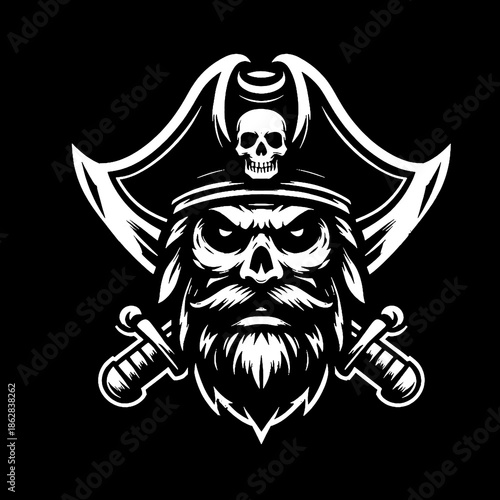 pirate skull with a sword