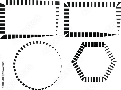 Abstract geometric shapes with dotted patterns