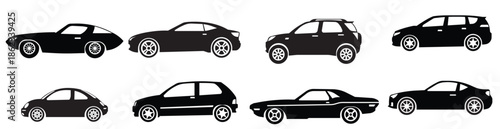 silhouette carros icons vector