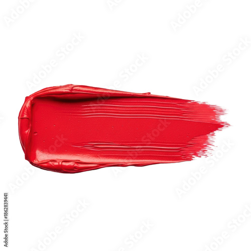Wallpaper Mural A vibrant, broad, red pigment stroke with prominent textures and a matte finish, horizontally applied on a stark white background with shadowless lighting. Concept for cosmetic product texture study Torontodigital.ca