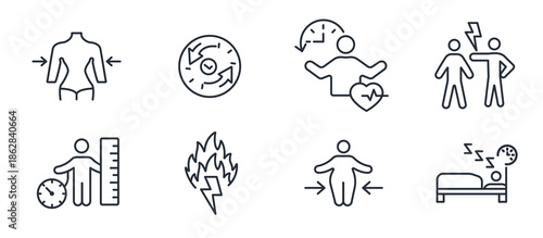 weight loss icon set editable stroke linear style sign